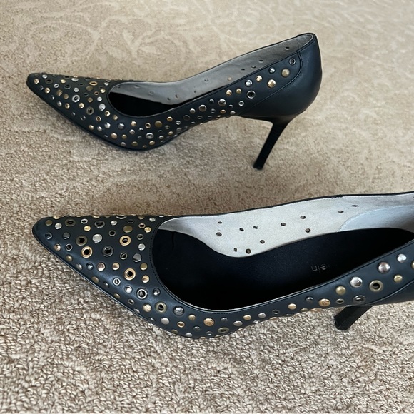 black Calvin Klein heels. Embellished with Gold, silver and brass metal eyelets. - Picture 2 of 5